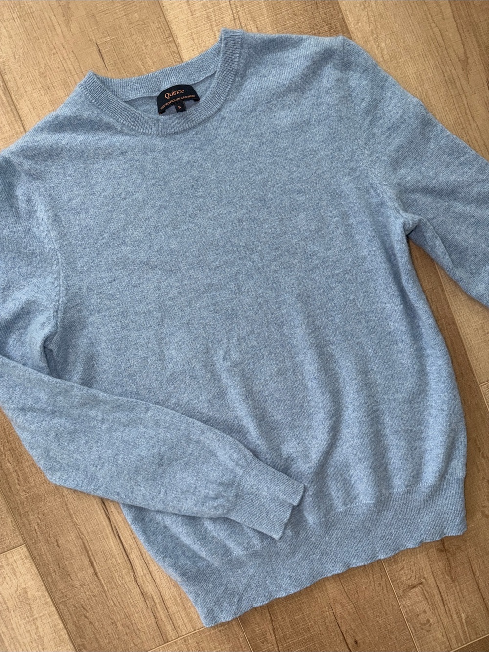 Quince Women’s 100% Mongolian Cashmere Crew Neck Sweater-SM-Denim Blue